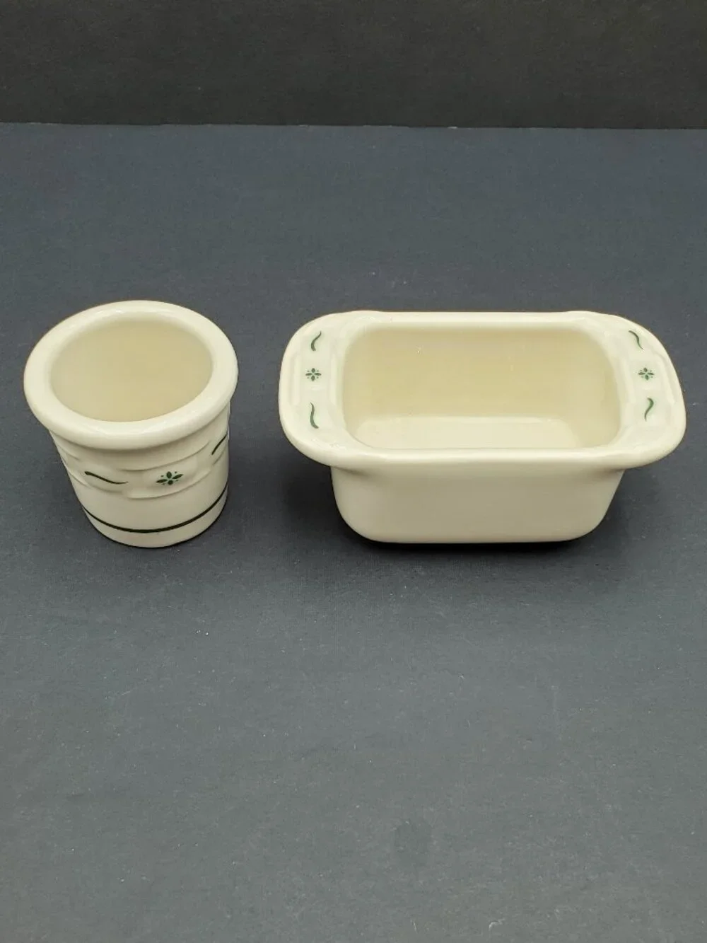 Longaberger Woven Traditions Heritage Green Toothpick & Sweetener Holder Set